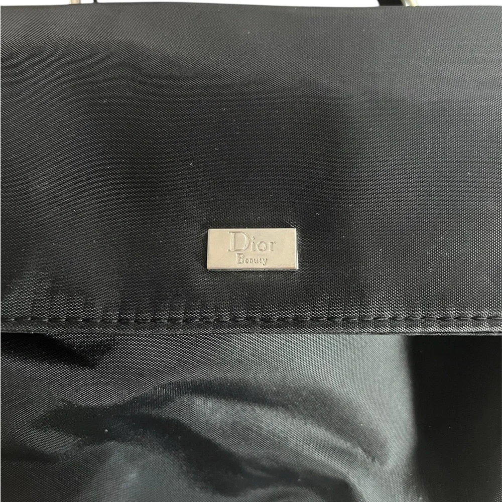 Christian Dior Black Nylon Makeup Pouch with Handle
